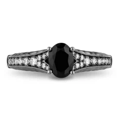 Enchanted Disney Fine Jewelry Black Rhodium over 14K White Gold with 1 CTTW White and Black Diamonds Maleficent Ring