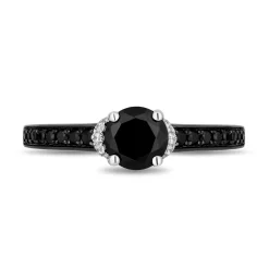Enchanted Disney Fine Jewelry 14K White Gold and Rose Gold with 1 CTTW Diamonds and Garnet Evil Queen Engagement Ring