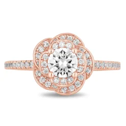 Enchanted Disney Fine Jewelry 14K Rose Gold with 1 CTTW Diamond Belle Rose Engagement Ring