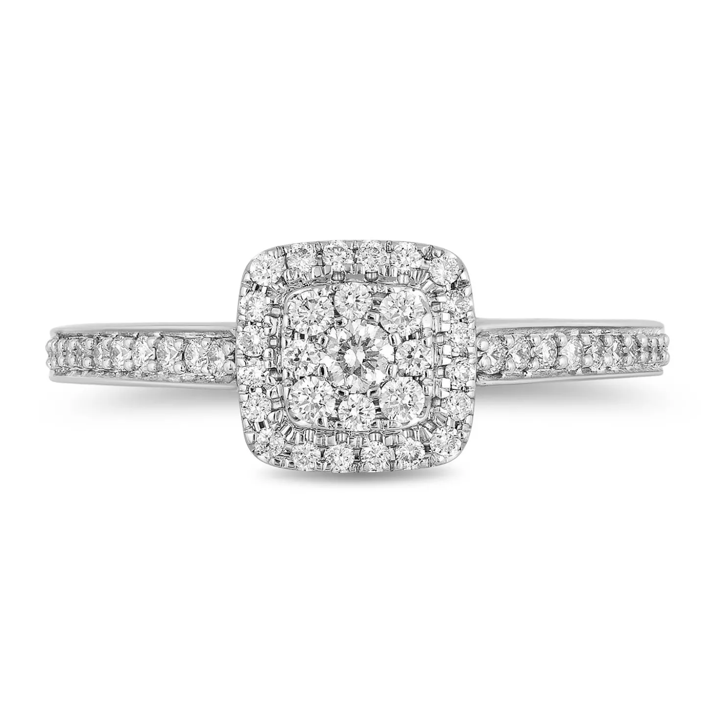 Enchanted Disney Fine Jewelry 14K White Gold and Rose Gold with 1/2 CTTW Diamond Belle Engagement Ring