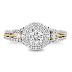 Enchanted Disney Fine Jewelry 14K White Gold and Yellow Gold with 1 CTTW Diamonds Rapunzel Engagement Ring