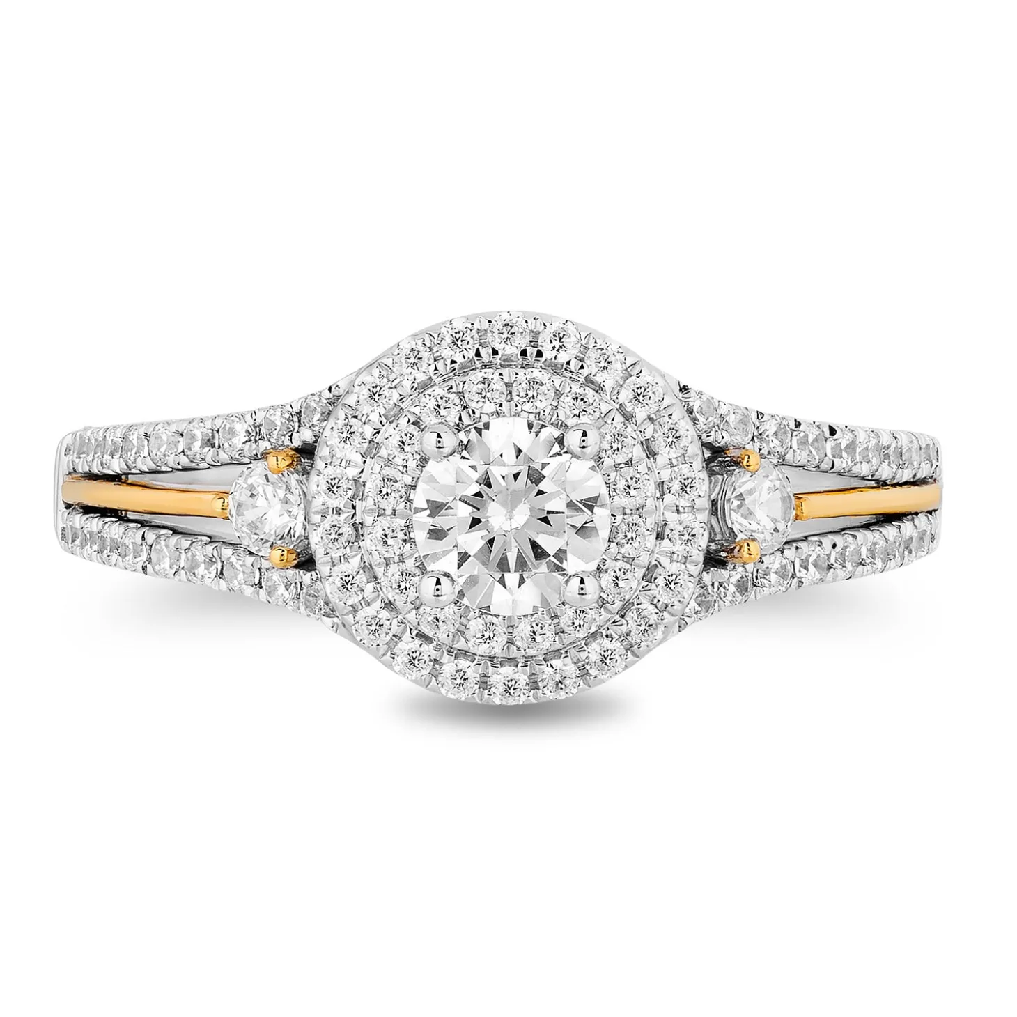 Enchanted Disney Fine Jewelry 14K White Gold and Yellow Gold with 1 CTTW Diamonds Rapunzel Engagement Ring