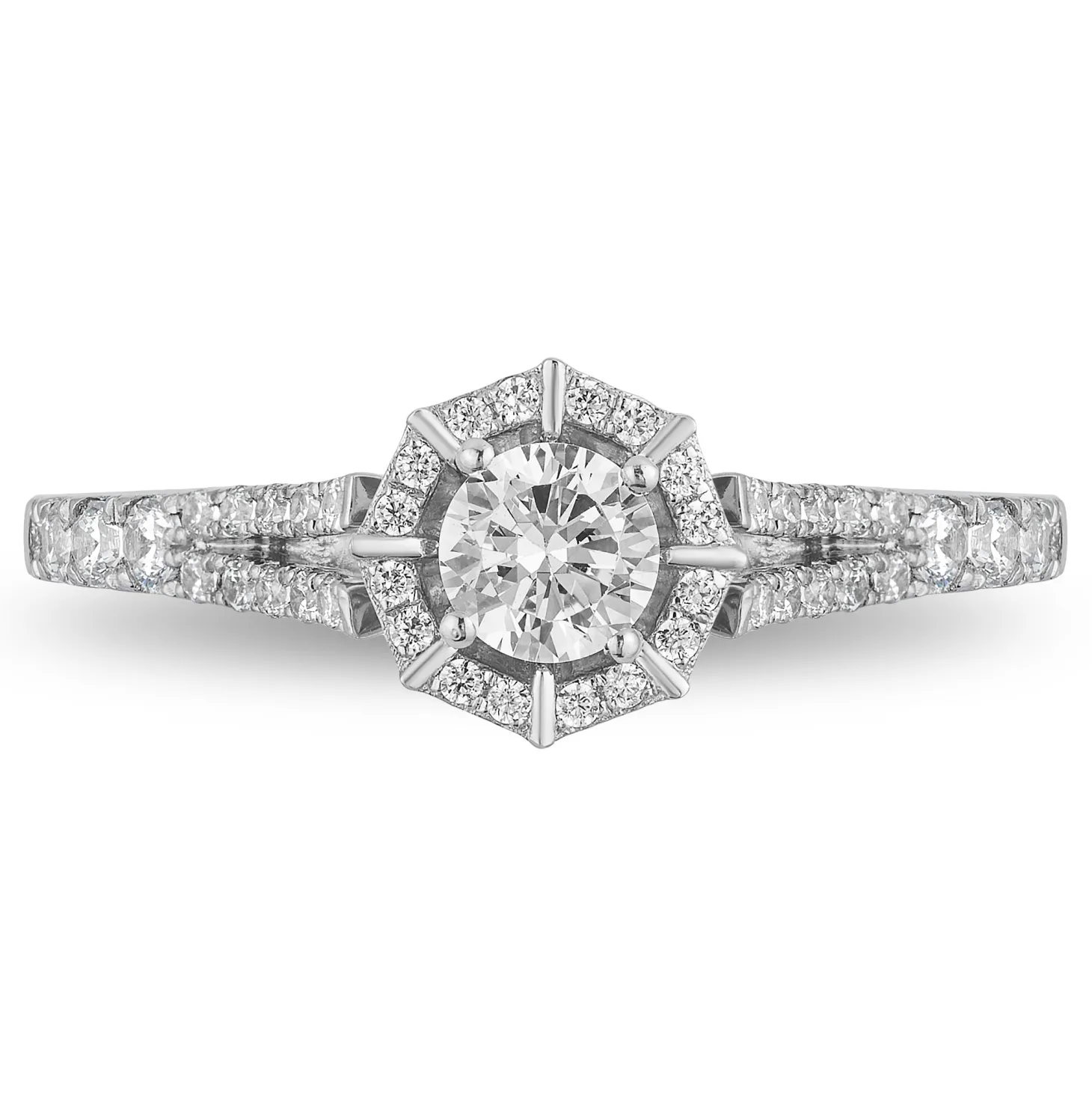 Enchanted Disney Fine Jewelry 14K White Gold 3/4 CTTW Mulan Engagement Ring