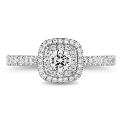 Enchanted Disney Fine Jewelry 14K White Gold and Rose Gold with 3/4 CTTW Diamonds and Garnet Snow White Engagement Ring