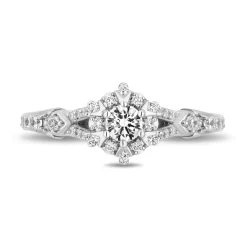 Enchanted Disney Fine Jewelry 10K White Gold with 5/8 CTTW Diamonds Elsa Engagement Ring