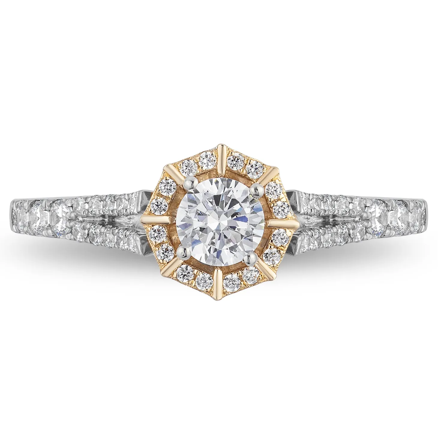 Enchanted Disney Fine Jewelry 14K White Gold and Yellow Gold 3/4 CTTW Mulan Engagement Ring