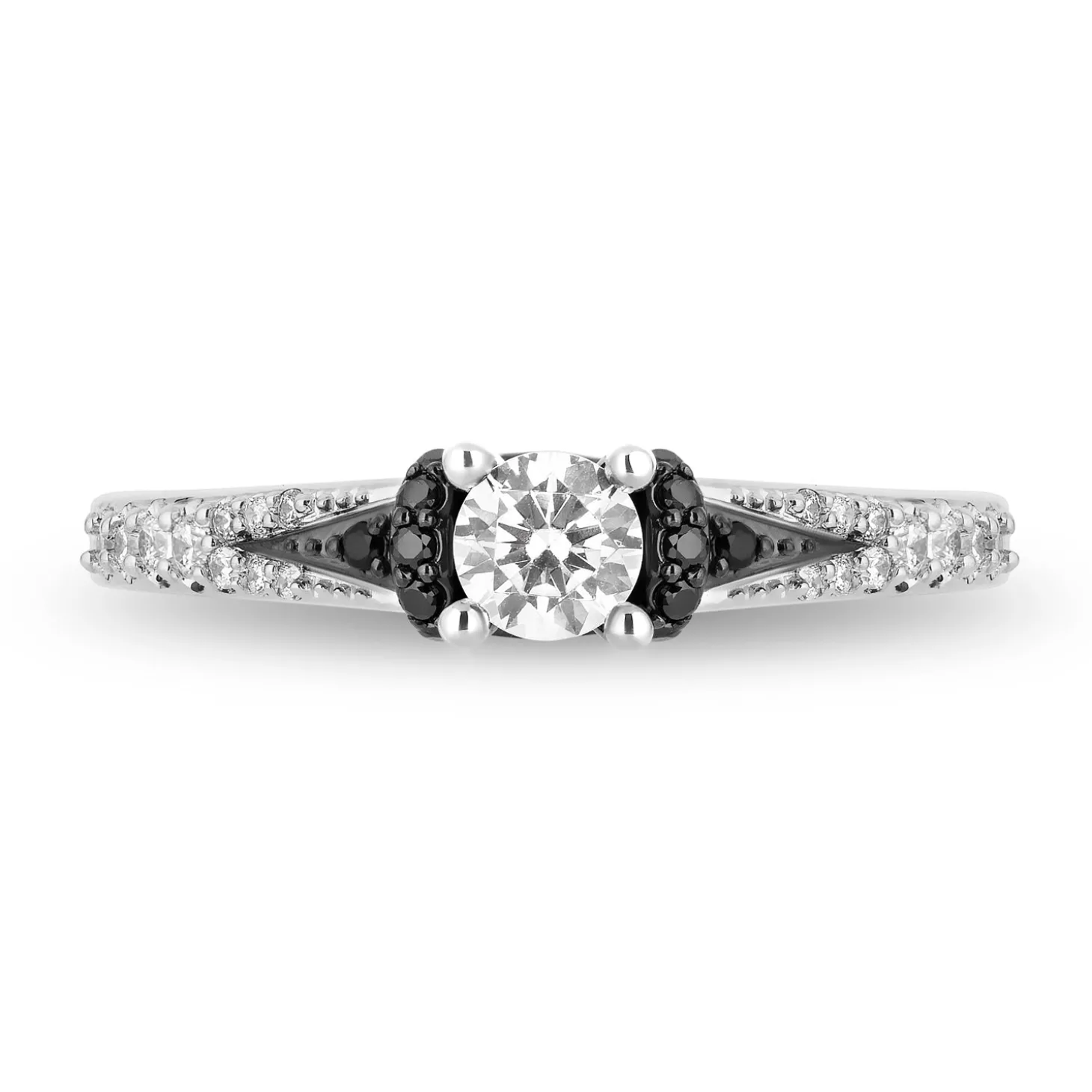 Enchanted Disney Fine Jewelry 14K White Gold with Black Rhodium Maleficent Engagement Ring with 1/2 CT Diamond Center Stone and 3/4 CTTW Diamonds