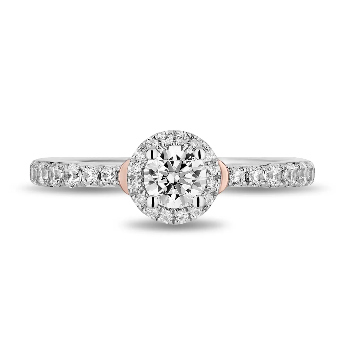 Enchanted Disney Fine Jewelry 14K White Gold and Rose Gold with 3/4 CTTW Diamonds Snow White Engagement Ring