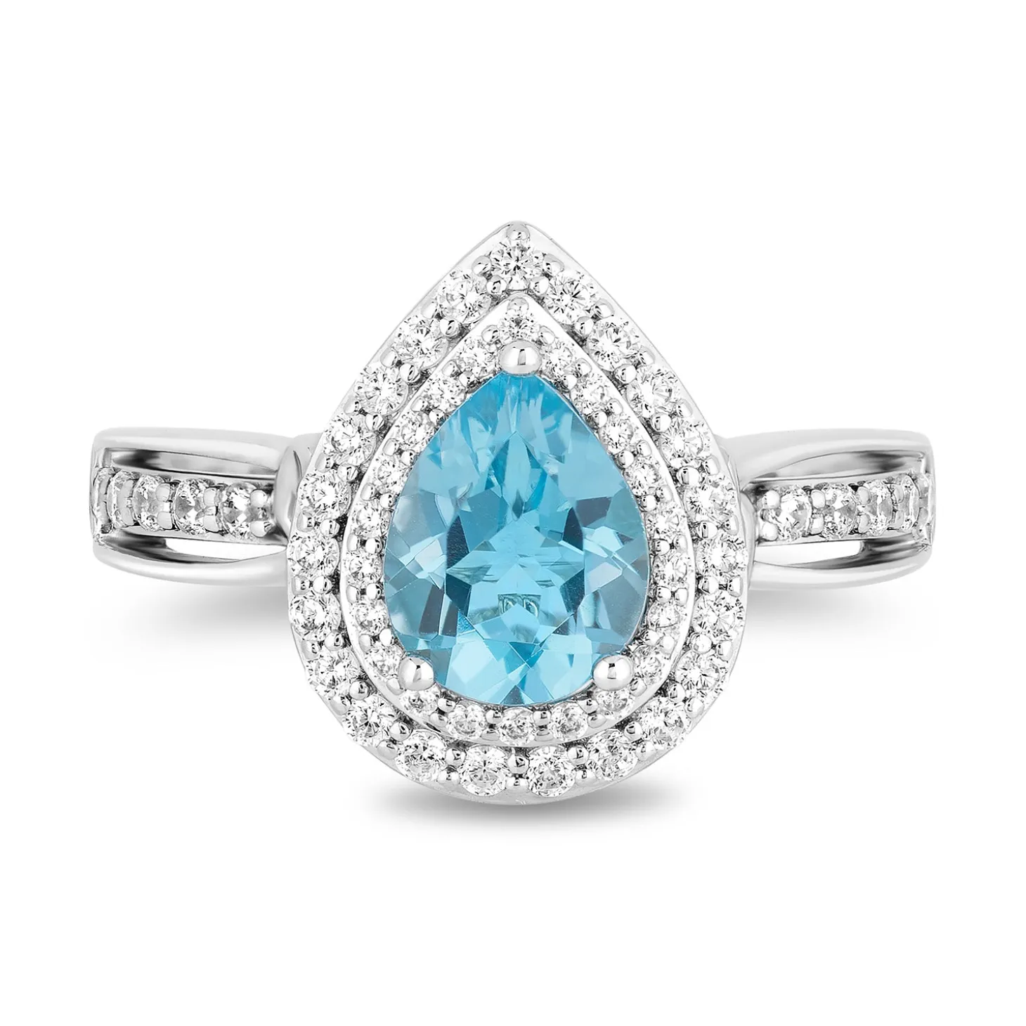 Enchanted Disney Fine Jewelry 14K White Gold and Yellow Gold with 1/2 CTTW Diamonds and Swiss Blue Topaz Merida Engagement Ring
