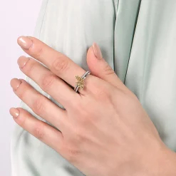 Enchanted Disney Fine Jewelry Sterling Silver and 10K Yellow Gold with 1/6 CTTW Diamond Mulan Ring