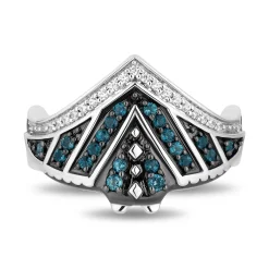 Enchanted Disney Fine Jewelry Sterling Silver with 1/10 CTTW Diamonds and London Blue Topaz Moana Ring