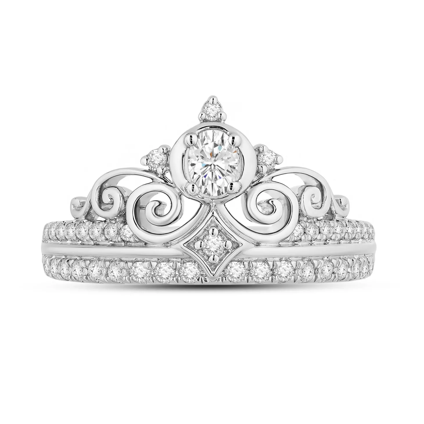 Enchanted Disney Fine Jewelry 14K White Gold with 1/2 CTTW Diamonds Cinderella Ring