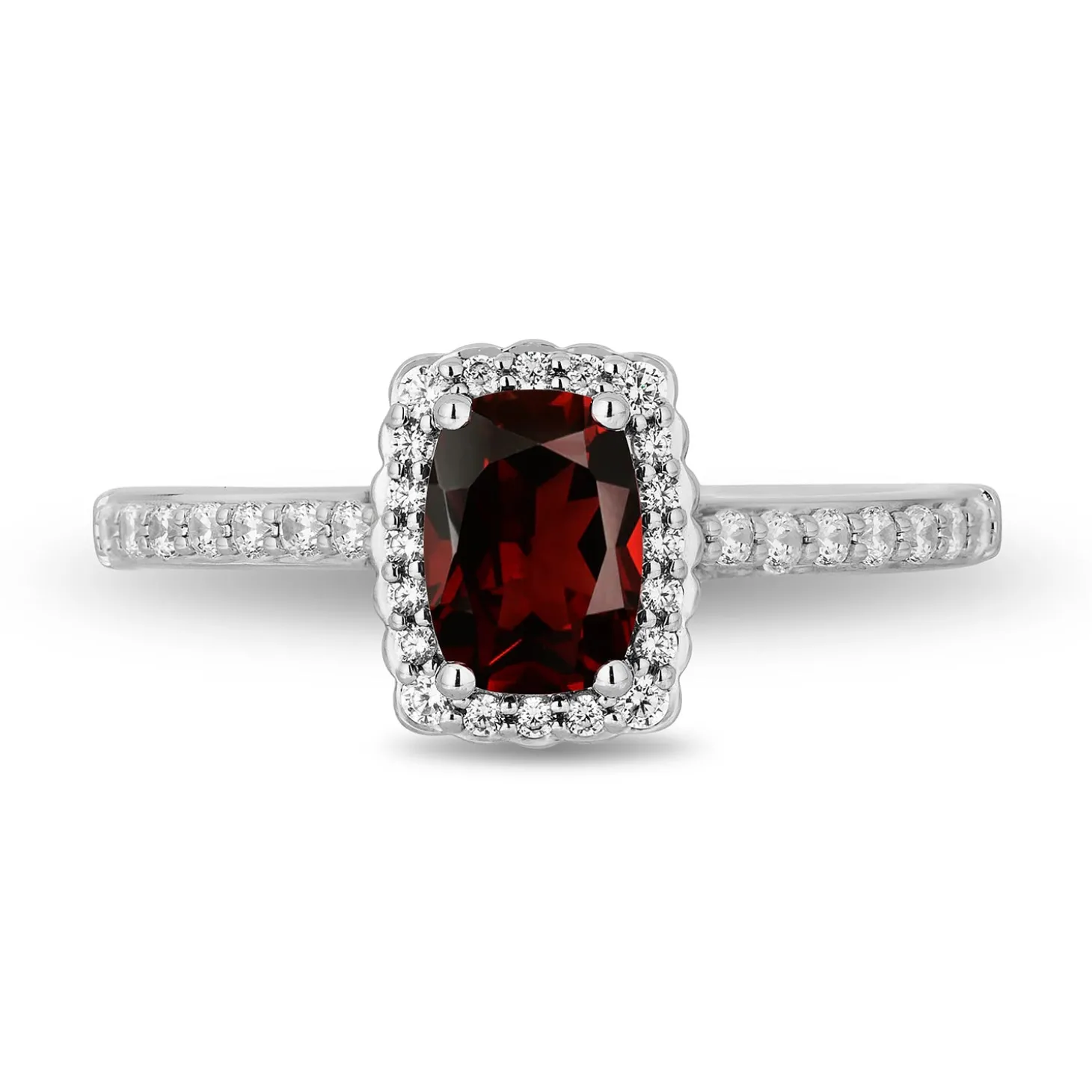 Enchanted Disney Fine Jewelry 14K White Gold and Rose Gold with 1/3 CTTW Diamonds and Garnet Snow White Engagement Ring