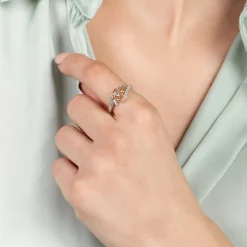Enchanted Disney Fine Jewelry 14K White Gold And Rose Gold with 1/4 CTTW Belle Rose Ring
