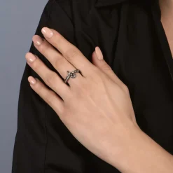 Enchanted Disney Fine Jewelry Sterling Silver with Black Rhodium 1/6 CTTW Ursula Ring