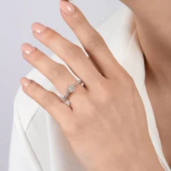 Enchanted Disney Fine Jewelry 10K White Gold and Rose Gold 1/3 CTTW Belle Composite Rose Engagement Ring