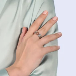Enchanted Disney Fine Jewelry Sterling Silver and 10K Rose Gold 1/4 CTTW Belle Rose Ring