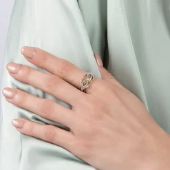 Enchanted Disney Fine Jewelry Sterling Silver and 10K Yellow Gold with 1/4 CTTW Diamond Anna Ring
