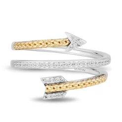 Enchanted Disney Fine Jewelry Sterling Silver and 10K Yellow Gold with 1/10 CTTW. Diamonds Merida Ring