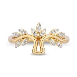 Enchanted Disney Fine Jewelry 14K Yellow Gold Over Sterling Silver with 1/10 CTTW Diamonds Pocahontas Ring