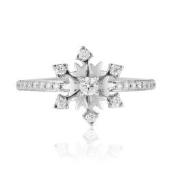 Enchanted Disney Fine Jewelry Sterling Silver with 1/4 CTTW Diamonds Elsa Ring