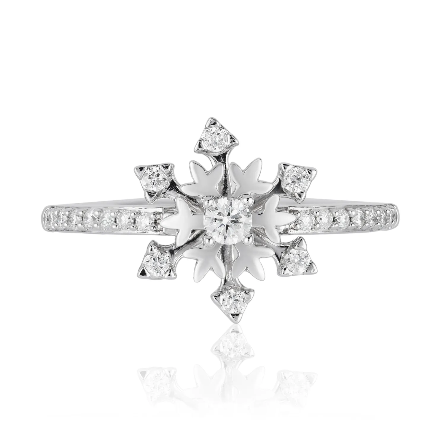 Enchanted Disney Fine Jewelry Sterling Silver with 1/4 CTTW Diamonds Elsa Ring