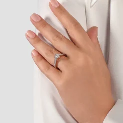 Enchanted Disney Fine Jewelry 10K White Gold and Rose Gold with 1/2 CTTW Snow White Disney Engagement Ring