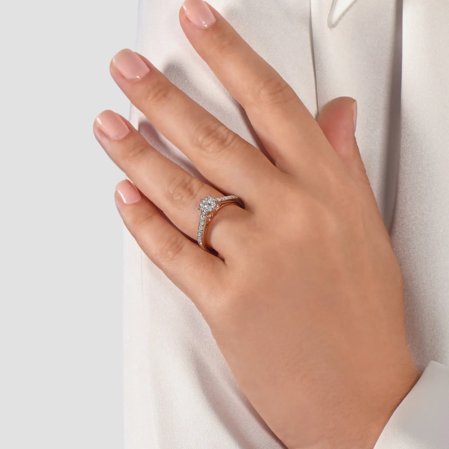 Enchanted Disney Fine Jewelry 10K White Gold and Rose Gold with 1/2 CTTW Snow White Disney Engagement Ring