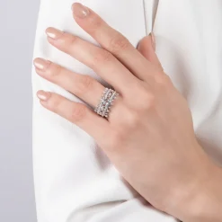 Enchanted Disney Fine Jewelry Sterling Silver with 1/3 CTTW Diamond and White Topaz Majestic Princess Ring