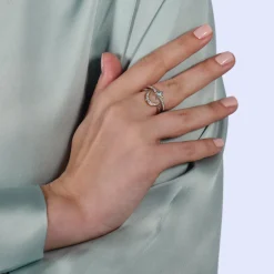 Enchanted Disney Fine Jewelry Sterling Silver and 10K Yellow Gold with 1/6 CTTW Diamond and Swiss Blue Topaz Aladdin 30th Anniversary Jasmine Ring