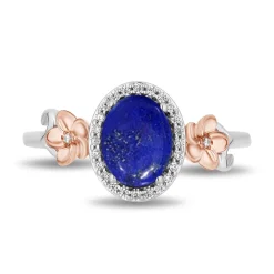 Enchanted Disney Fine Jewelry 14K Rose Gold over Sterling Silver with 1/10 CTTW Diamonds and Lapis Moana Ring