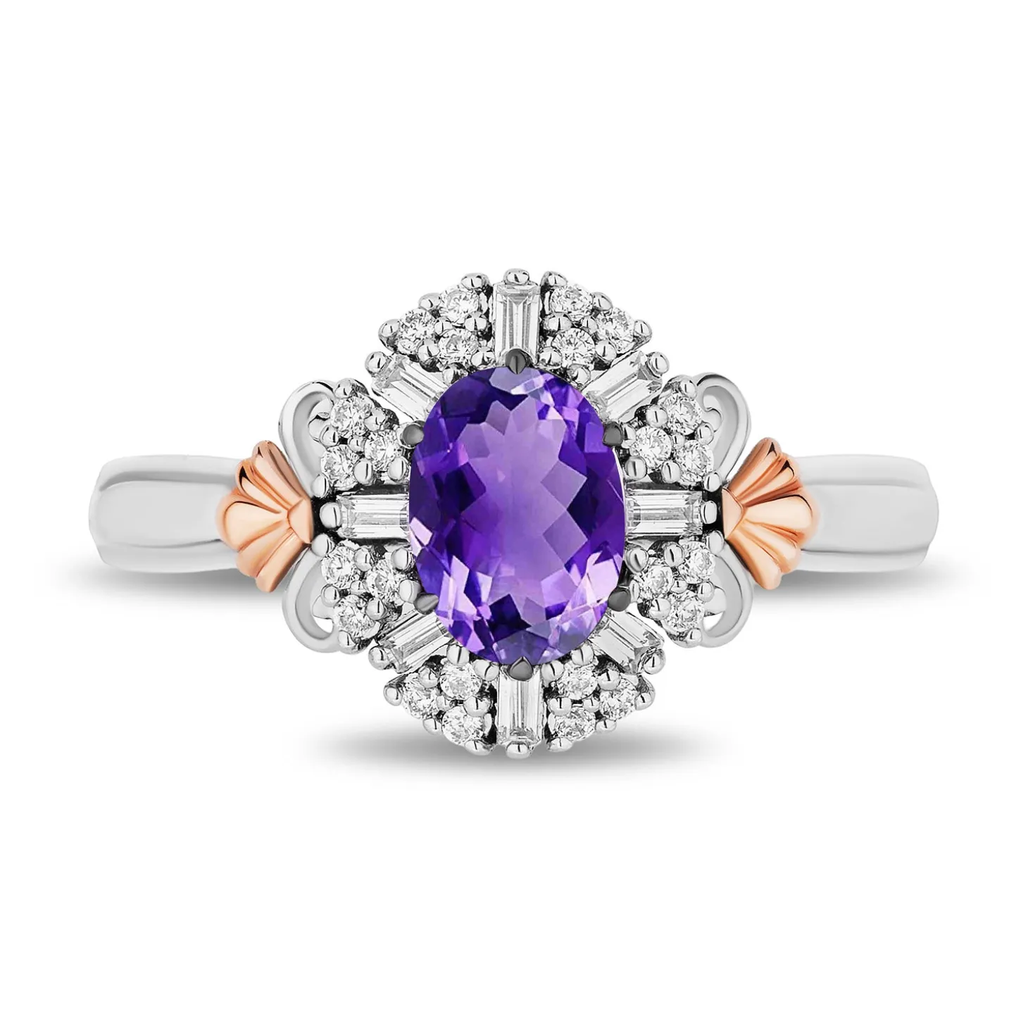 Enchanted Disney Fine Jewelry 14K Rose Gold Over Sterling Silver with 1/5 CTTW Diamond Ariel Ring
