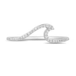 Enchanted Disney Fine Jewelry Sterling Silver with 1/10 CTTW Diamonds Moana Wave Ring