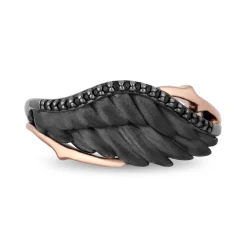 Enchanted Disney Fine Jewelry Black Rhodium over Sterling Silver and 14K Rose Gold with 1/10 CTTW Diamonds Maleficent Ring