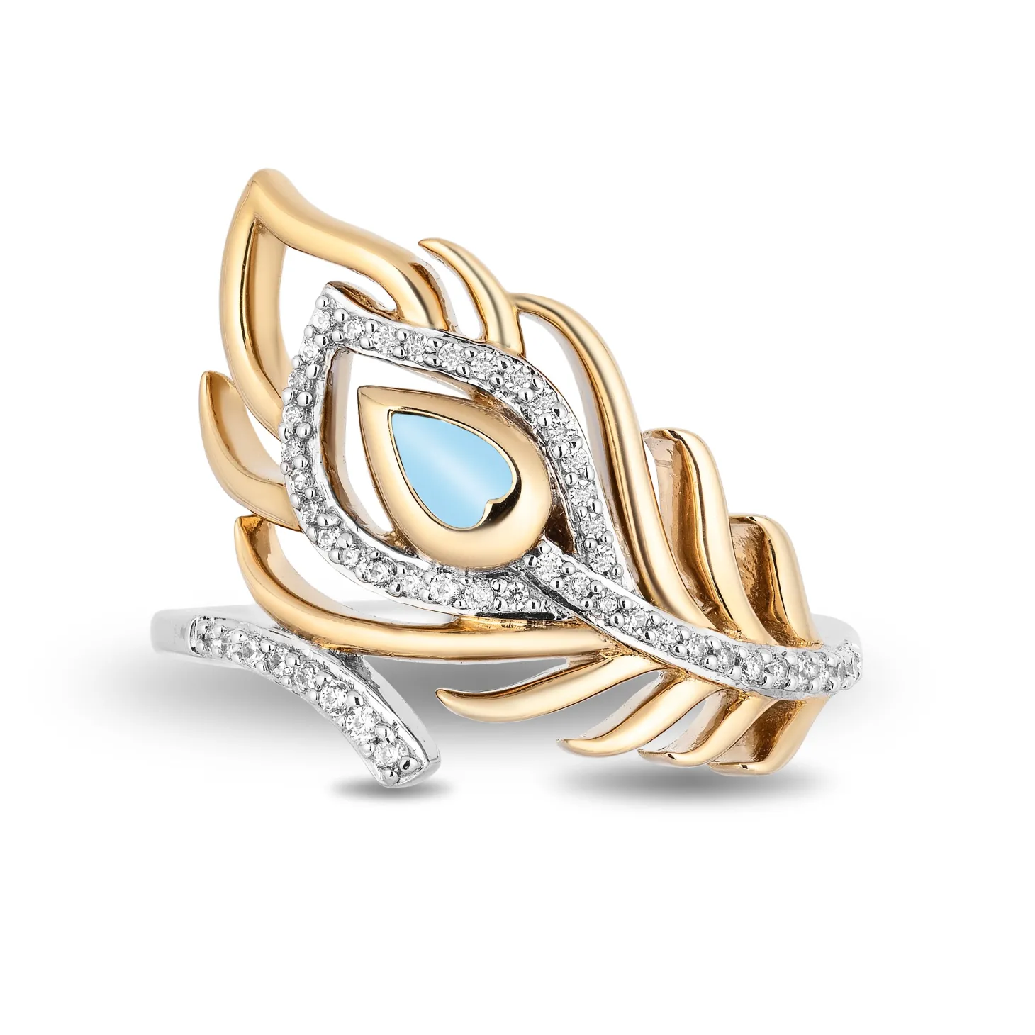 Enchanted Disney Fine Jewelry Sterling Silver and 10K Yellow Gold with 1/6 CTTW Diamonds Jasmine Ring