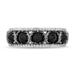 Enchanted Disney Fine Jewelry Black Rhodium Over Sterling Silver with 1/6 CTTW Diamonds and Black Onyx Maleficent Ring