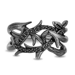 Enchanted Disney Fine Jewelry Black Rhodium Over Sterling Silver with 1/8 CTTW Black Diamonds Evil Queen Dark Woods Ring