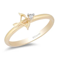 Enchanted Disney Fine Jewelry 10k Yellow Gold Diamond Accent Merida Bow and Arrow Ring