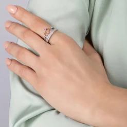 Enchanted Disney Fine Jewelry 14K Rose Gold over Sterling Silver with 1/10 CTTW Rose-de-France Rapunzel Ring