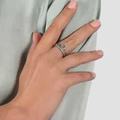 Enchanted Disney Fine Jewelry Sterling Silver With 1/5 CTTW Diamond and Citrine Belle Ring