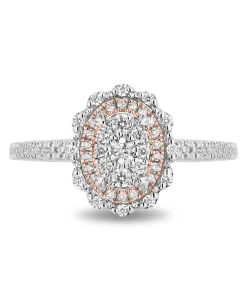 Enchanted Disney Fine Jewelry 14K White Gold and Rose Gold with 1/2 CTTW Diamonds Ariel Seashell Engagement Ring