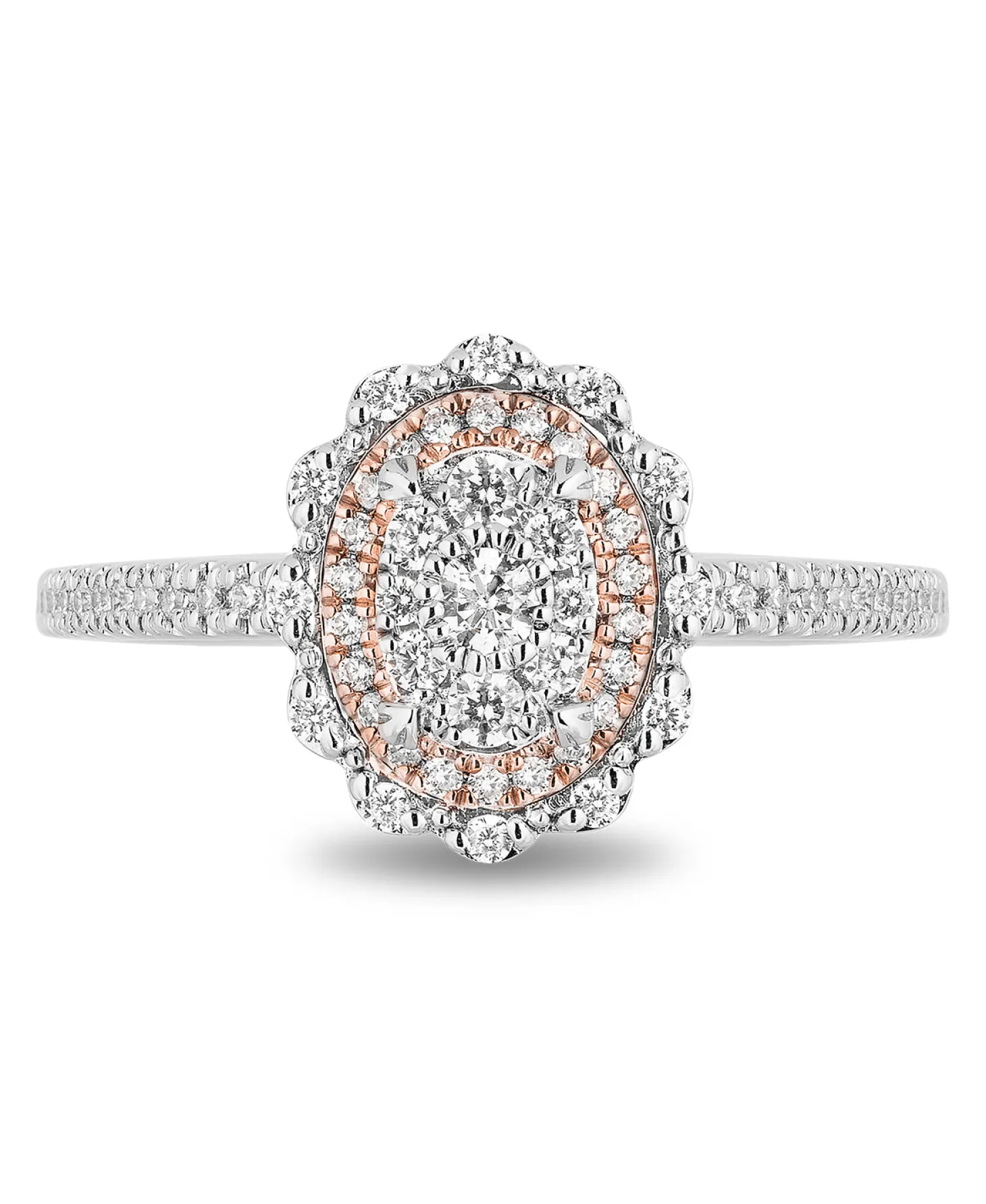 Enchanted Disney Fine Jewelry 14K White Gold and Rose Gold with 1/2 CTTW Diamonds Ariel Seashell Engagement Ring