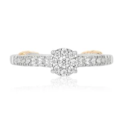 Enchanted Disney Fine Jewelry 14K White Gold and Yellow Gold with 1/2 CTTW Ariel Shell Bridal Set