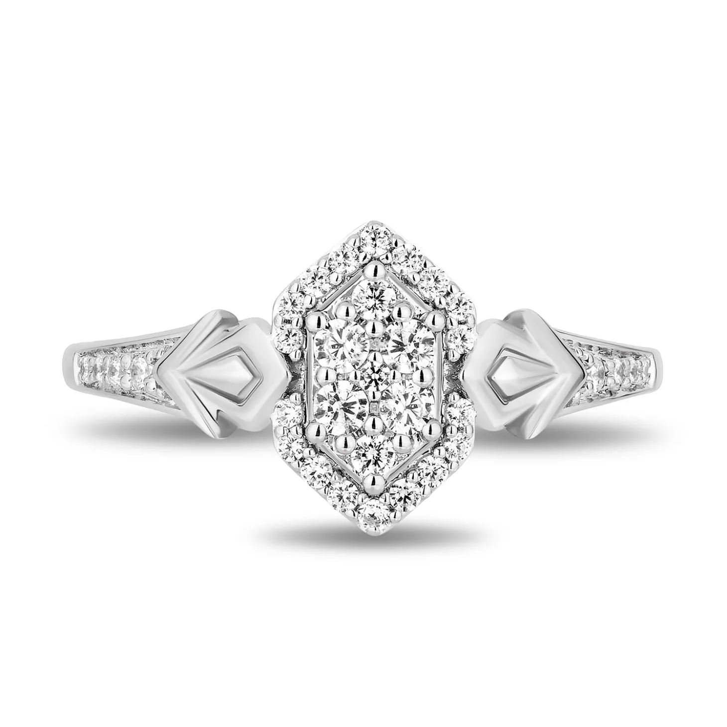 Enchanted Disney Fine Jewelry 14K White Gold with 1/3 CTTW Diamonds Elsa Engagement Ring