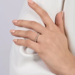 Enchanted Disney Fine Jewelry 14K White Gold 1/6 CTTW Cinderella Bridal Band