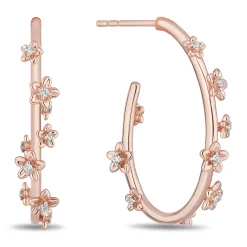 Enchanted Disney Fine Jewelry 14K Rose Gold Over Sterling Silver with 1/10 CTTW Diamonds Rapunzel Hoop Earrings