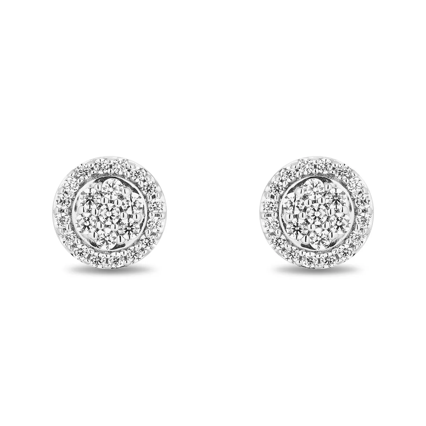 Enchanted Disney Fine Jewelry Sterling Silver and 10K Rose Gold with 1/6 CTTW Diamonds Belle Stud Earrings