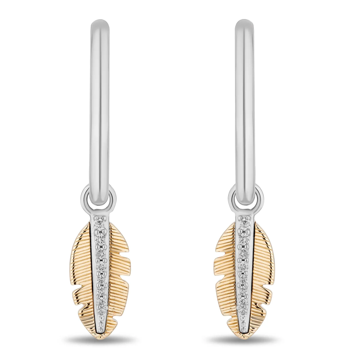 Enchanted Disney Fine Jewelry Sterling Silver and 10K Yellow Gold with 1/10 CTTW Diamonds Pocahontas Earrings