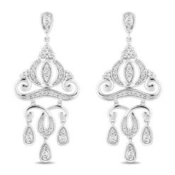 Enchanted Disney Fine Jewelry 14k White Gold 1 3/8 CTTW Cinderella Carriage Earrings