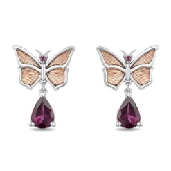 Enchanted Disney Fine Jewelry 14K Rose Gold over Sterling Silver with Rhodolite Garnet Mulan Earrings
